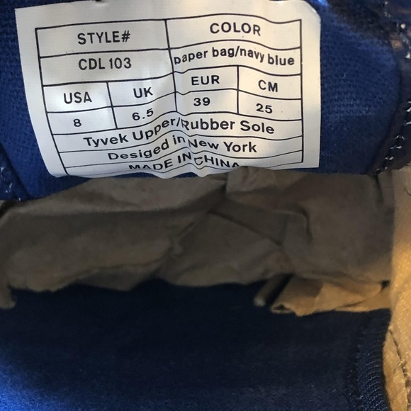 Civic Duty Shoes Women's Size 8 Paper Bag‎ Navy Blue CDL103 Tyvek Upper Casual - Picture 9 of 11